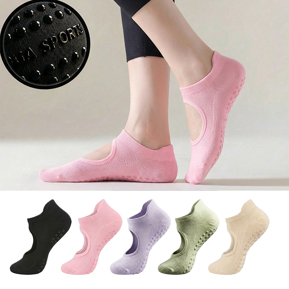 Medias Para Pilates Y Yoga - 2/12PC 백리스 논슬립 피트니스 필라테스 양말